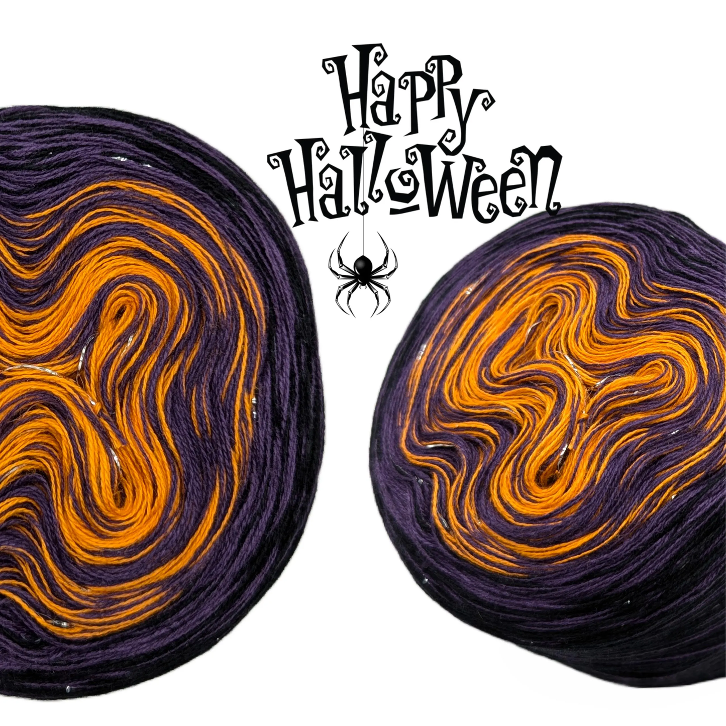 gradient yarn bobbin "Happy Halloween"