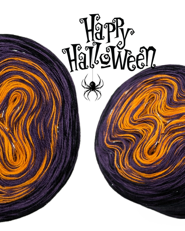 gradient yarn bobbin "Happy Halloween"