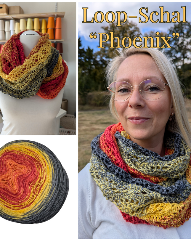Häkel-Set Loop-Schal "Phoenix" | Gratis-Anleitung (PDF) + Bobbelgarn