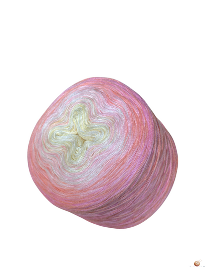 Handgewickelter Bobbel „Cremè Rosé" | Farbverlauf Creme bis Rosé | 50% Baumwolle 50% Polyacryl | Ökotex Standard 100