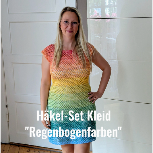 Häkel-Set Kleid "Regenbogenfarben" Gratis-Anleitung + Bobbelgarn