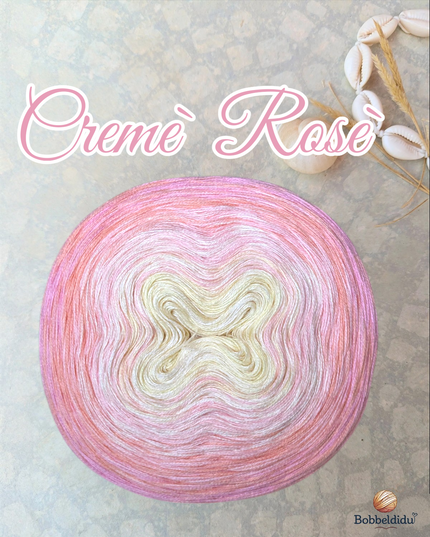 Handgewickelter Bobbel „Cremè Rosé" | Farbverlauf Creme bis Rosé | 50% Baumwolle 50% Polyacryl | Ökotex Standard 100