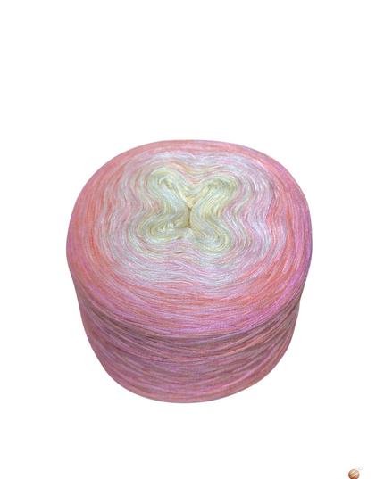 Handgewickelter Bobbel „Cremè Rosé" | Farbverlauf Creme bis Rosé | 50% Baumwolle 50% Polyacryl | Ökotex Standard 100