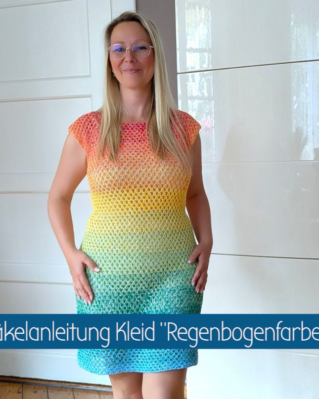 Häkelanleitung Kleid "Regenbogenfarben" (PDF)