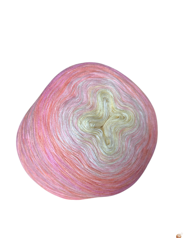 Handgewickelter Bobbel „Cremè Rosé" | Farbverlauf Creme bis Rosé | 50% Baumwolle 50% Polyacryl | Ökotex Standard 100
