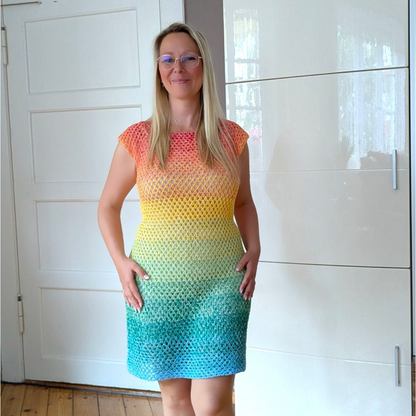 Häkel-Set Kleid "Regenbogenfarben" Gratis-Anleitung + Bobbelgarn